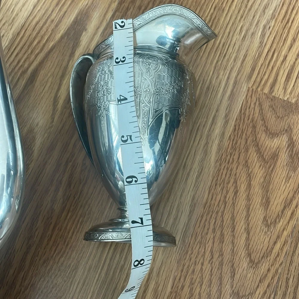WILCOX INTERNATIONAL CO SILVER PLATE COFFEE POT& CREAM FLORAL PATTERN #…
